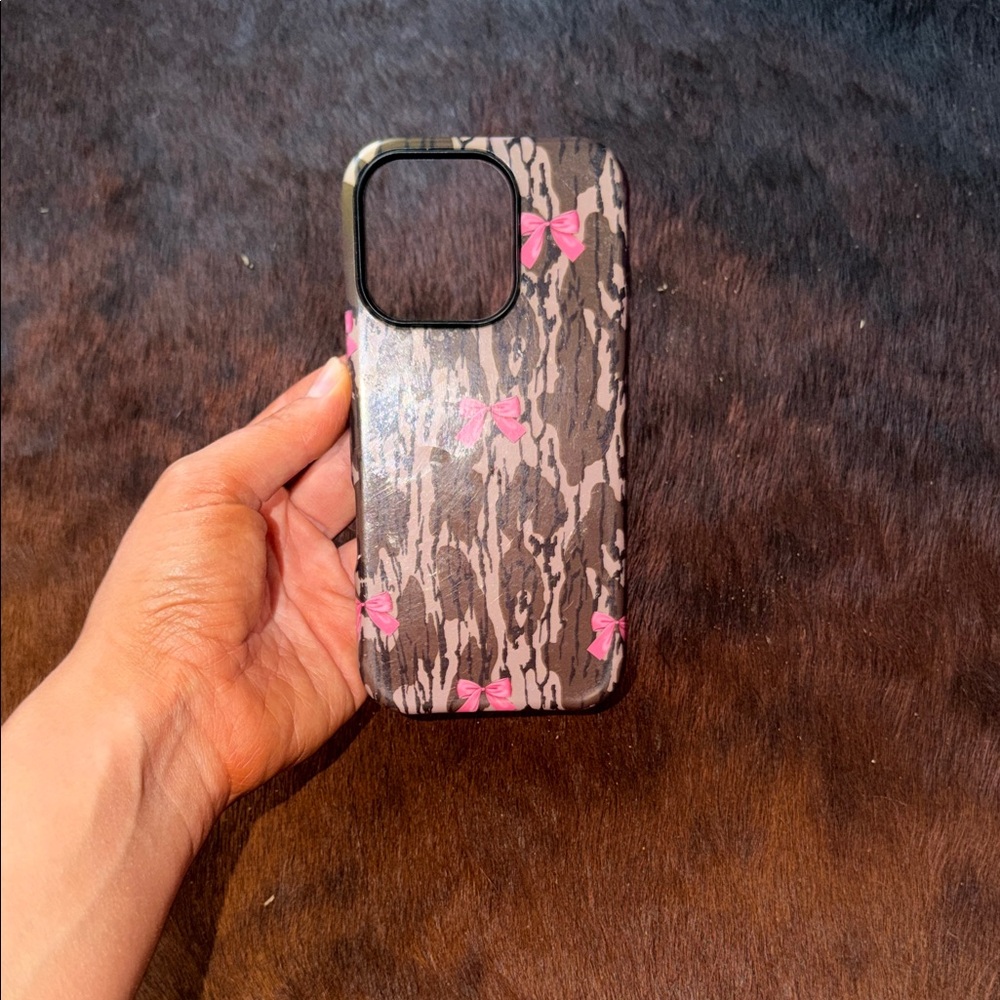 iPhone 16 pro Stylish Pink and Brown Phone Case